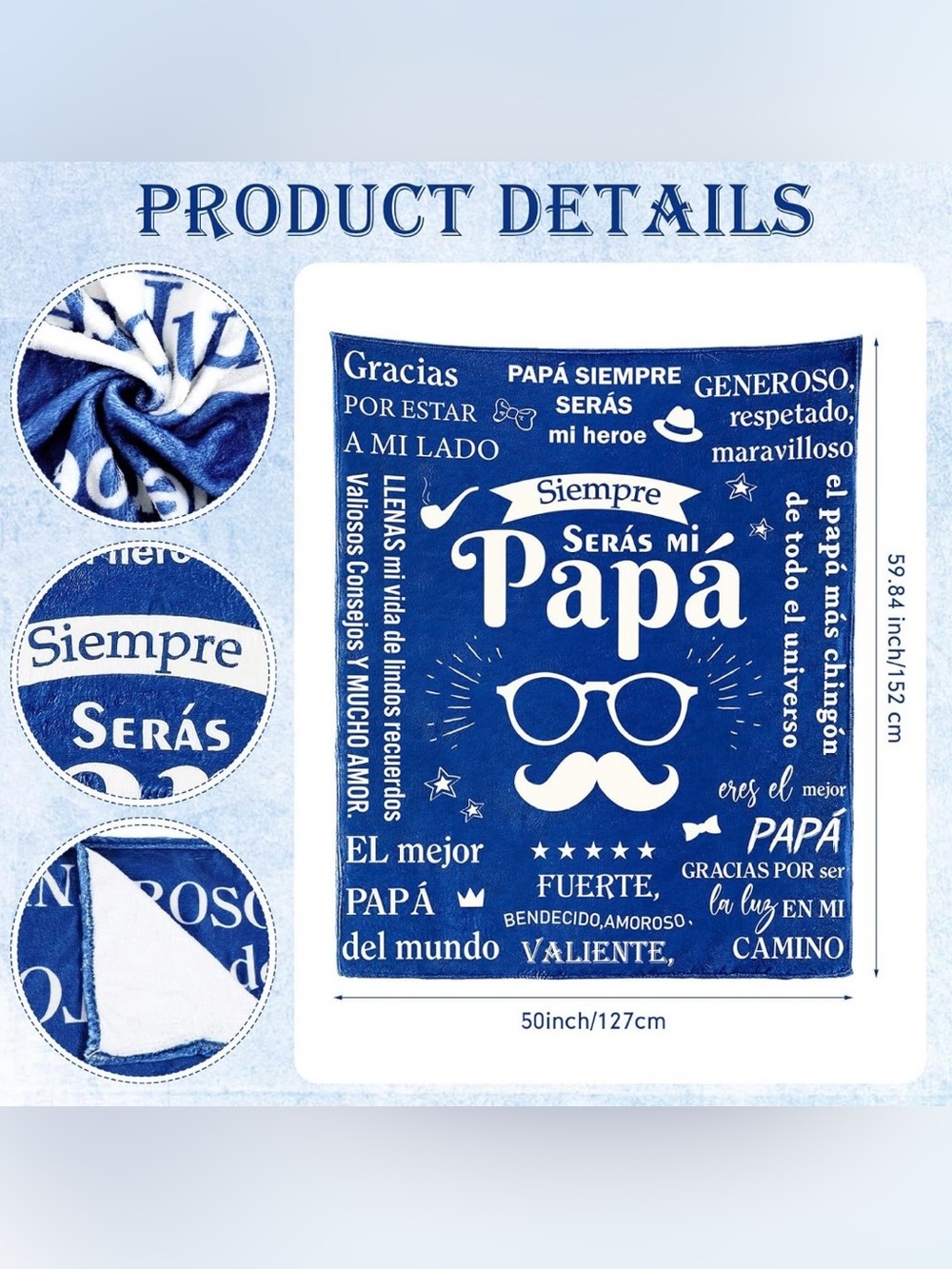 Papa 5‑Piece Gift Set – Pillow Cover, Blanket, Mug, Sleep Mask & Card | New - Picture 2 of 6
